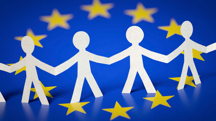 Menschenkette auf EU-Flagge © bluedesign