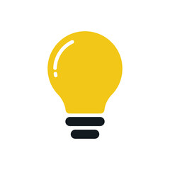 Yellow Light Bulb Icon on White background.