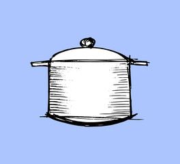 Saucepan sketch. Kitchen appliance.