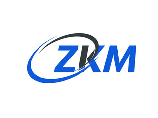ZKM letter creative modern elegant swoosh logo design