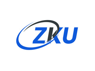ZKU letter creative modern elegant swoosh logo design