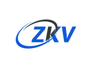 ZKV letter creative modern elegant swoosh logo design