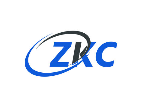 ZKC letter creative modern elegant swoosh logo design