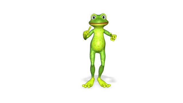 Frog Funny Dancing 3d Character Looped White Background