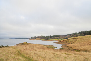 Kielder England: 13th January 2022: Kielder Reservoir view from Rushy Knowe