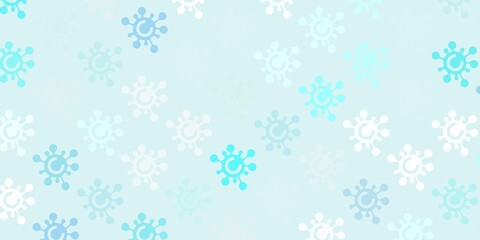 Light BLUE vector pattern with coronavirus elements.