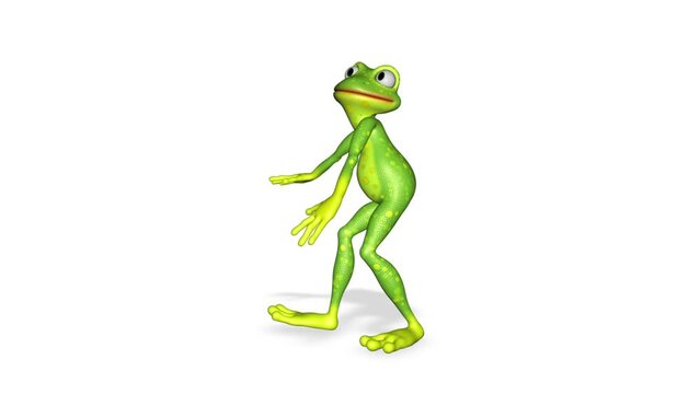Frog Happy Dancing 3d Character Looped White Background