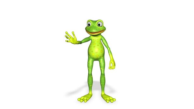 Frog Talking 3d Character Looped White Background