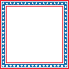 Obraz premium American patriotic border frame, banner. Isolated on white background. Template design for cards, invitations.