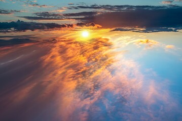 Sunset in the clouds sky. Heaven of Dawn