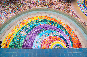 Frescoes made up of pieces of ceramic and glassware.