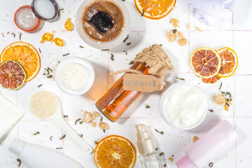 Fermented beauty skin and hair care cosmetic, with powerful nature fermentation ingredients – rice, kombucha, mushrooms, green tea leaves, yoghurt
