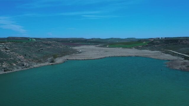 Embalse de Utxesa-Segri&aacute; Torres de Segre en la provincia de L&eacute;rida Spain