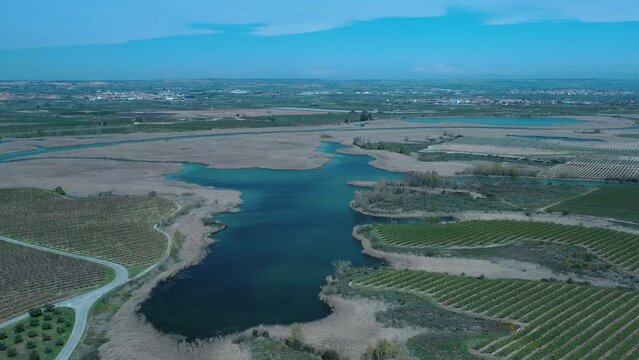 Embalse de Utxesa-Segri&aacute; Torres de Segre en la provincia de L&eacute;rida Spain