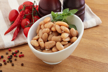Whinte canned kidney beans in the bowl