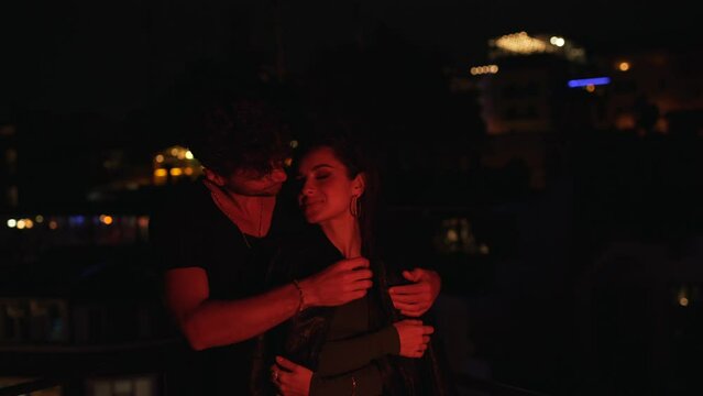 the guy gives his jacket to the girl