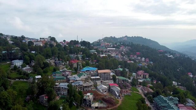 Arial shot of hill station in Murree Pakistan 