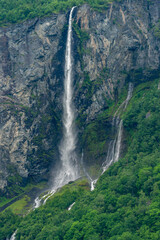 Gjerdefossen is one of the nicer waterfalls in the Geirangerfjord, the one closest to Geiranger, Norway.