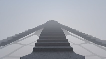 Architecture background geometric design stairs 3d rendering