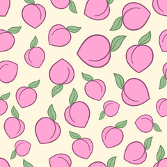 Seamless vector pattern with plum fruits. Vector texture with berries