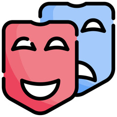 THEATRE MASK filled outline icon,linear,outline,graphic,illustration