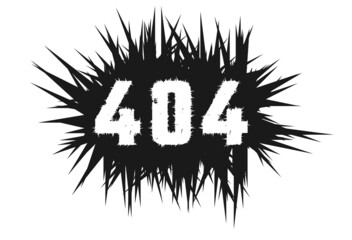 Rectangular black spot with sharp pointed edges, and spiked inscription 404 flat style vector illustration. isolated on white.