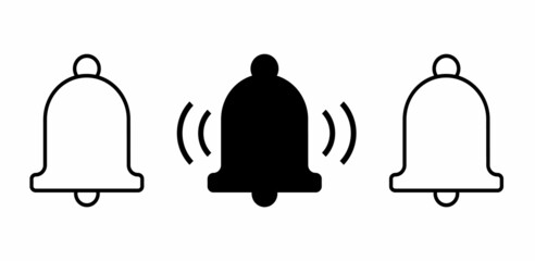 Bells. White and black outline icon logo
