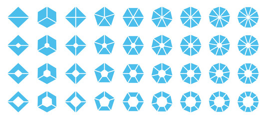 Set Eckige Tortendiagramme Blau