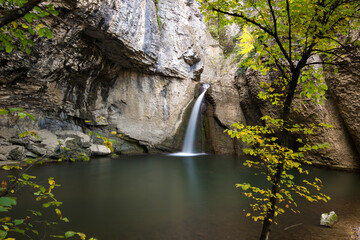 The Momin Skok waterfall near Emen in Bulgaria - autumn landscape © diyanadimitrova