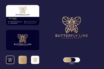 Luxury butterfly line art and business card