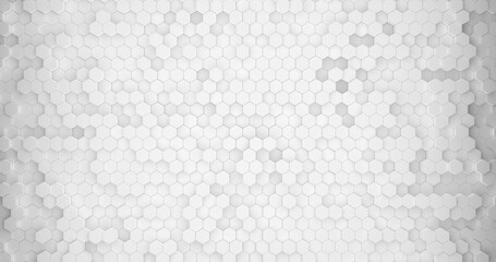 3d white background with honeycomb cells random height