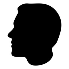 Man Head Silhouette Flat Icon Isolated On White Background