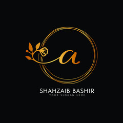Flower handwriting logo design initial letter a vector logo for women's, beauty, salon, massage, cosmetic or spa brand luxury logo