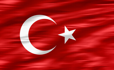 Waving flag of Turkish - Flag of Turkish - 3D illustration