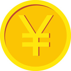 Obraz premium Gold coin icon. With yen sign. flat Vector illustration isolated on white background.
