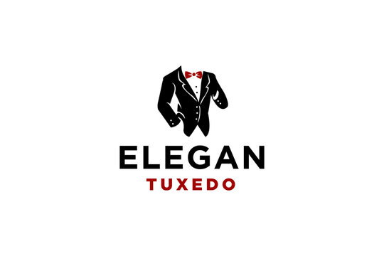 Luxury Tuxedo logo design vector illustration.