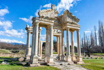 Fototapeta na wymiar Afrodisias Ancient city. (Aphrodisias) was named after Aphrodite, the Greek goddess of love. The UNESCO World Heritage. Aydın, Turkey.