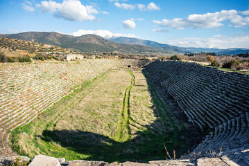 Afrodisias Ancient city stadium. (Aphrodisias) was named after Aphrodite, the Greek goddess of...