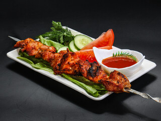 Chicken thigh barbecue with sauce