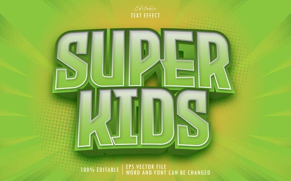 Green Super Kids 3D editable text effect premium free download