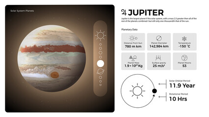 The Solar System-Jupiter and its characteristics vector illustration © BonkersArt