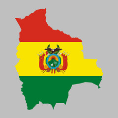 Bolivia flag inside the Bolivian map borders vector illustration 