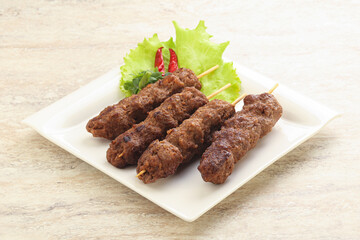 Beef kebab skewer minced meat