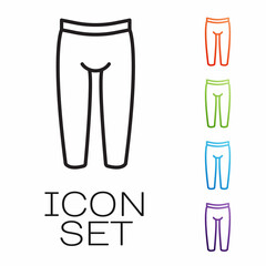 Black line Leggings icon isolated on white background. Set icons colorful. Vector