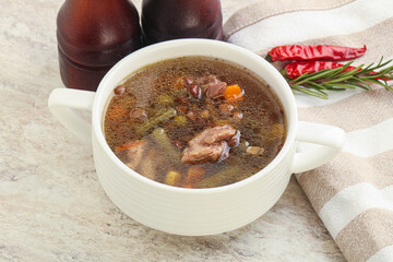 Soup with lentil and chicken