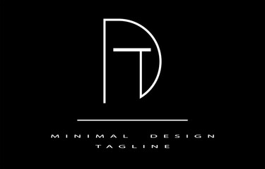 TD or DT MINIMALIST LOGO VECTOR LINE DESIGN MONOGRAM ILLUSTRATION