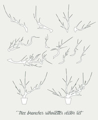 Tree branches silhouette vector set	