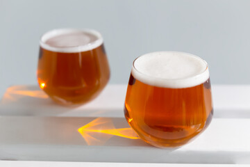 Glasses with a drink on a white background