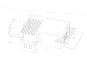 Sketch of modern house vector 3d illustration 