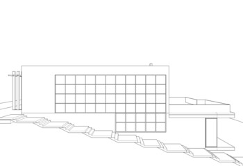 Sketch of modern house vector 3d illustration 
